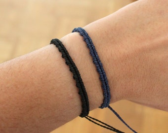 Einfarbig Minimalistisch Armband für Mann, wasserfest Faden Armband für Frau, dünn Faden Surf Armband, schmal Knoten Garn Armband geflochten