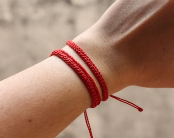 roja macramé fina pulsera protección hilo - España