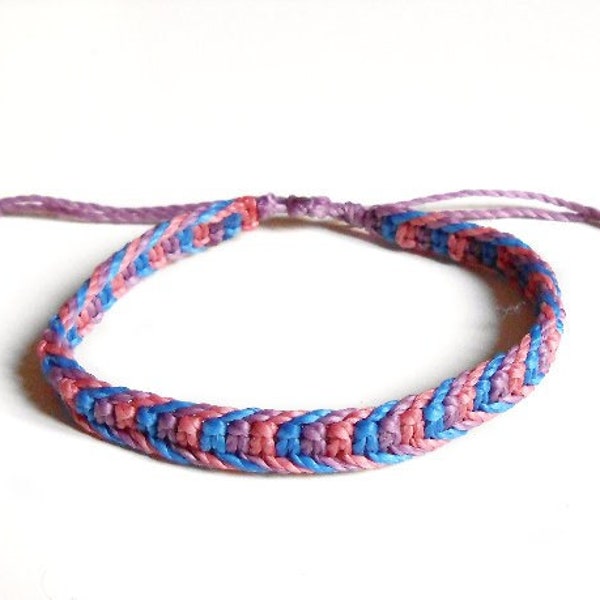 Bisexual bracelet adjustable macrame, wax cord bi pride bracelet lgbt pride gift, bi pride bracelet flag lgbtq, bisexual anklet lgbt