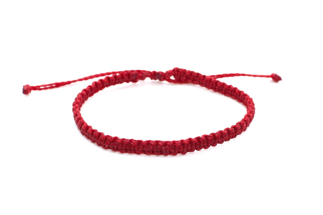 Red String Bracelet Woven, Red Kabbalah Bracelet for Protection, Red