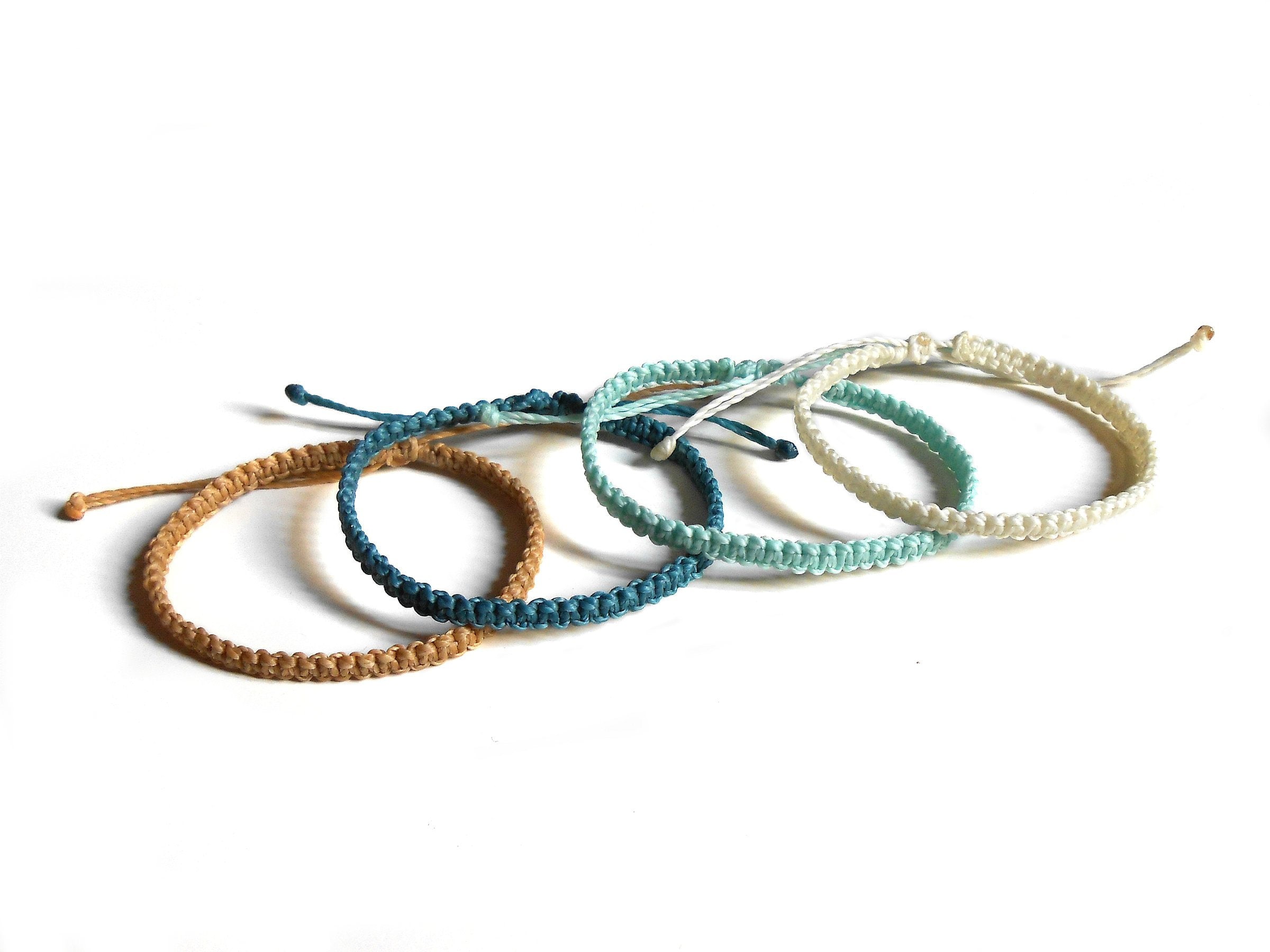 Simple String Bracelet Macrame, Wax Cord Stacking Friendship Bracelet, Thin Minimalist Bracelet Waterproof