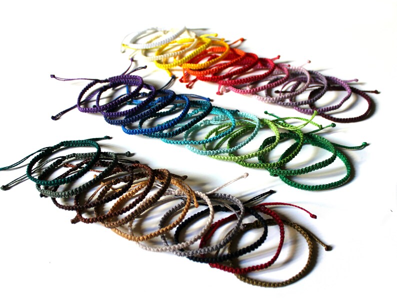 Thin woven bracelet women string surf bracelet men simple Etsy