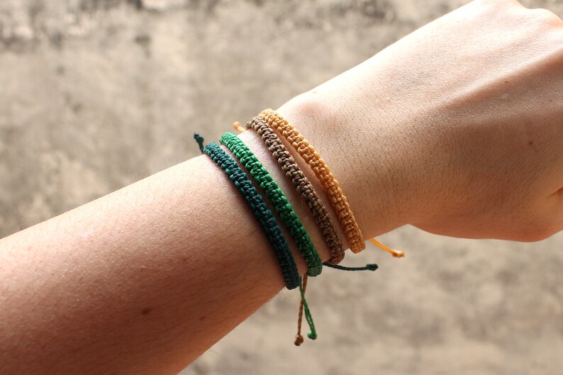 Thin woven bracelet women string surf bracelet men simple Etsy