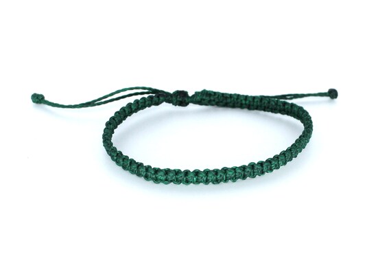 Dark green surfer bracelet macrame mens woven bracelet | Etsy