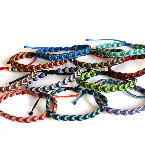 Bracelet couleur personnalisé pour homme, couleurs au choix bracelet d'amitié fil ciré, bracelet brésilien customisé macrame pour femme
