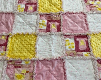 Baby Rag quilt, Rag quilt, Baby blanket, baby bedding, Homemade baby quilt, patchwork baby quilt, ducks baby quilt, baby quilt, baby gift