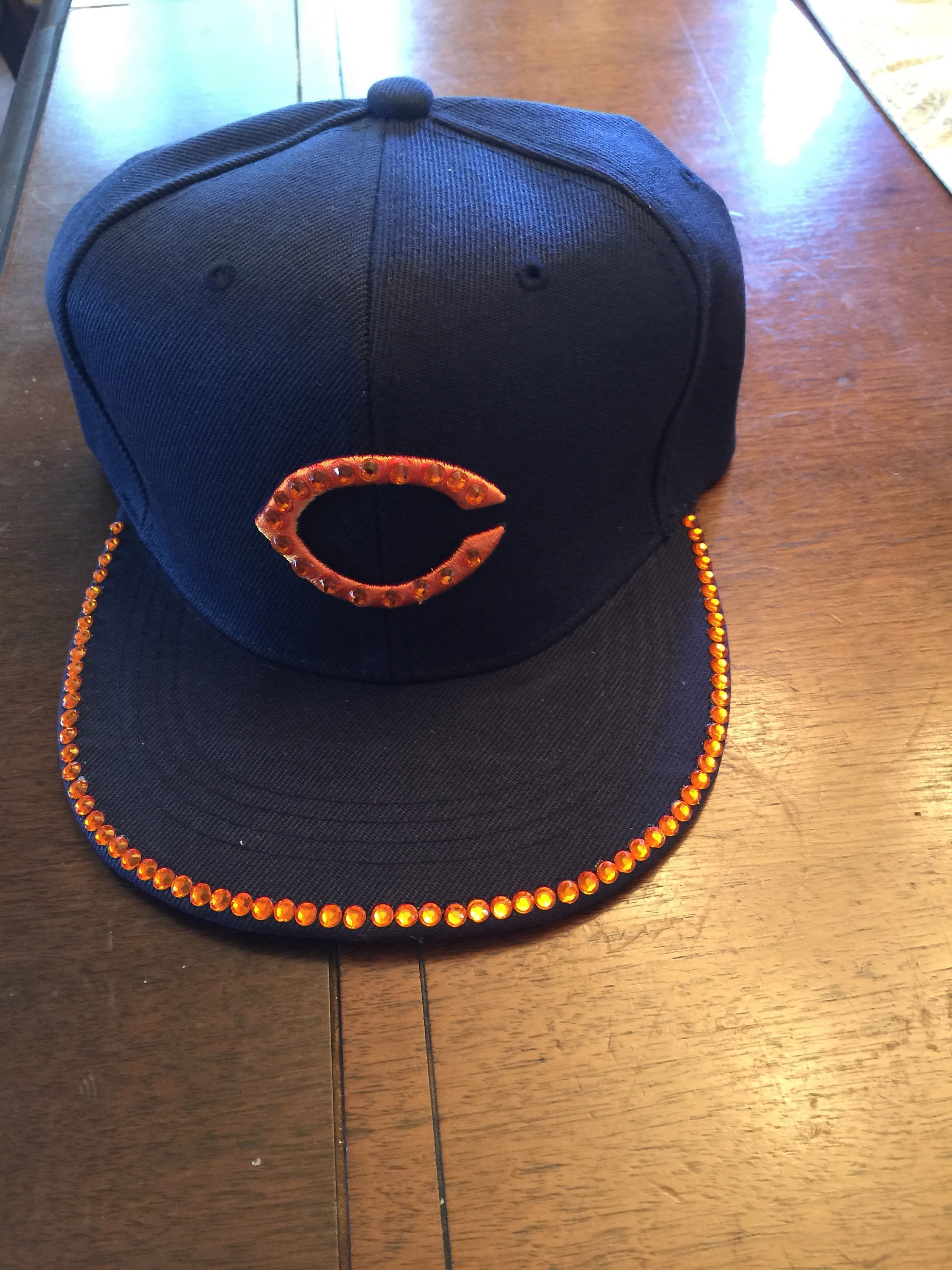 Chicago Bears Rhinestone Cap Making statements. Rhinestone/Embellished Hat. Create yours  main image 2