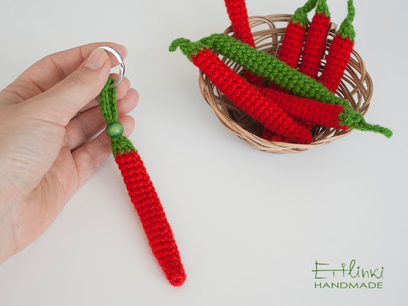 Crochet Pepper Keychain Italian Good Luck Gifts Red Chilli Etsy
