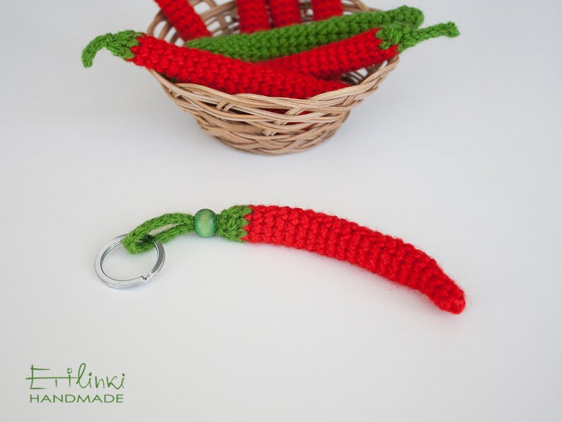 Crochet Pepper Keychain Italian Good Luck Gifts Red Chilli Etsy