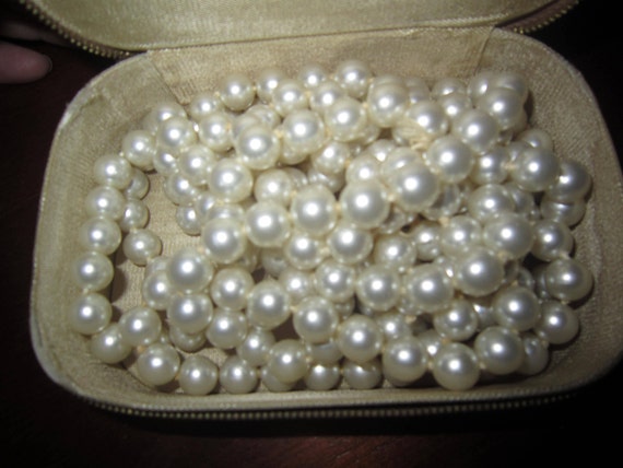 Faux Pearls Vintage Hand Knotted Peals Extra Long Strand 44 Inches Long