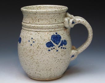 16oz Stoneware Mug Signed by Artist, Mystery Artist Studio Pottery Mug 1992