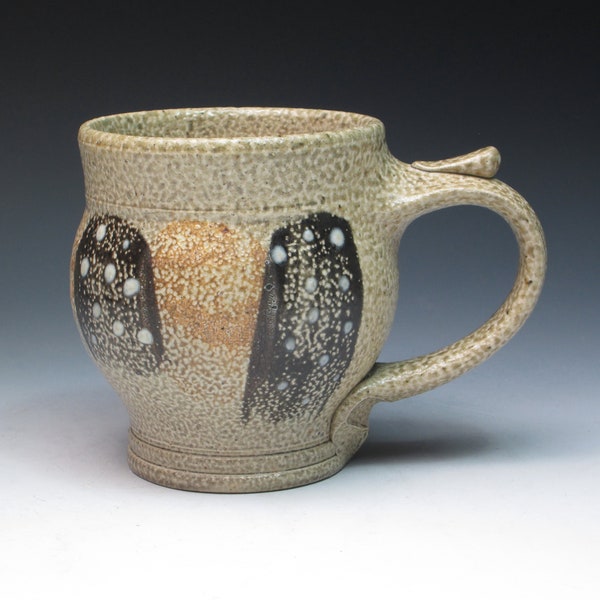 Rockhard Pottery Salt Fired Mug, Paul and Denise Morris Pottery, Hand Thrown Stoneware Studio Pottery Mug