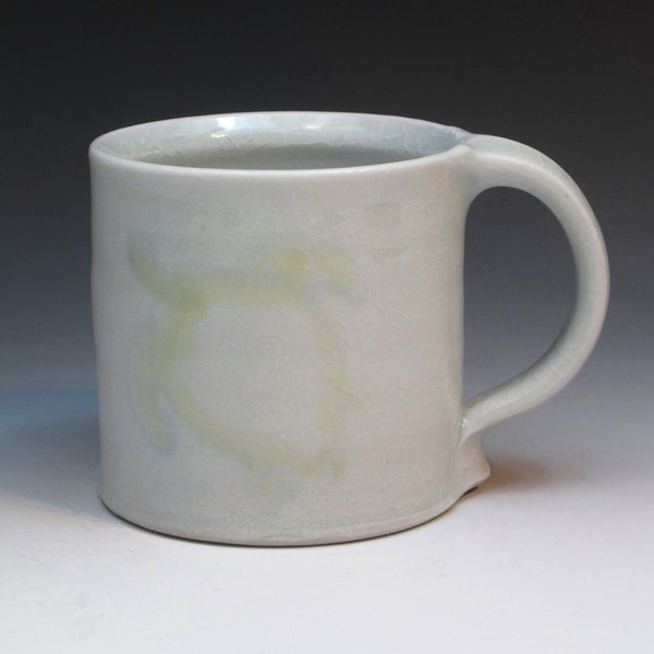 DeWitt Smith Porcelain Mug, Signed by Watkinsville, GA Artist, Hand Thrown Pottery Mug, Studio Pottery Porcelain Mug, Turtle Mug