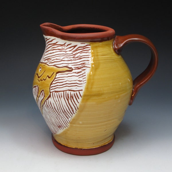 Clary Illian Earthenware Jug, Leach Apprentice 1964-65, Hand Thrown Studio Pottery Jug