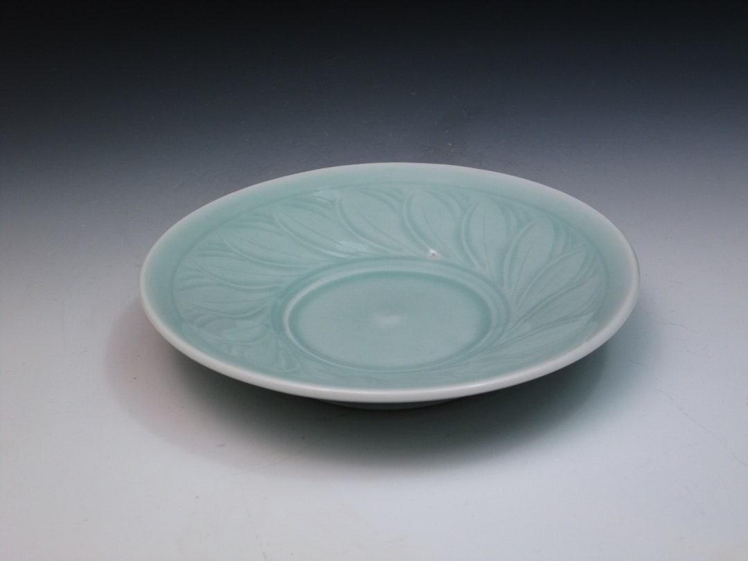 Derek Emms Porcelain Bowl/saucer, Leach Apprentice 195455, Celadon