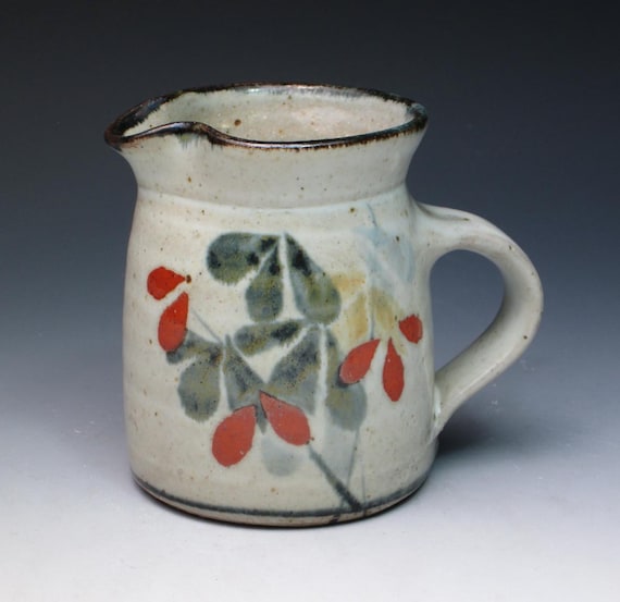 Colin Kellam Signed Studio Pottery Stonware Jug With Flowers, Apprentice to Marianne de Trey, Vintage pottery Creamer