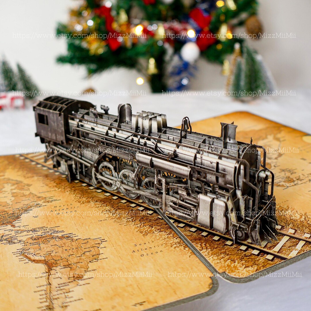 Containlol Christmas Train Up Card 3D Vintage Steam Train Greeting Card - View #9