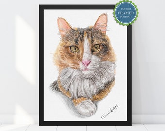 Cat Portrait Custom | Personalized gift | Custom Pet Portrait | Dog Portrait Custom | Pet memorial, Portrait from photo, Pet memorial frame