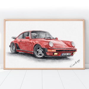 車の描画アート 彼へのパーソナライズされたギフト / 写真からのカスタム車の肖像画の描画 / 車愛好家への父の日のギフト