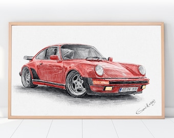 Car drawing art Personalized gift for him / Custom Car Portrait Drawing From Photo /  Car lovers gift Father's Day