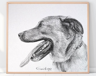 Custom Dog Portrait Digital Download Art | Custom Pet Portrait Drawing From Photo | Gifts for mom