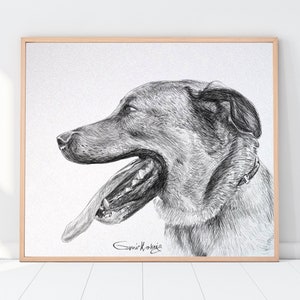 Custom Dog Portrait Digital Download Art Custom Pet Portrait Drawing From Photo Gifts for mom image 1