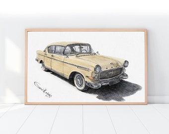 Custom Car Drawing Portrait Art / Fathers Day Personalized gift / Car lover Art commission Digital Download