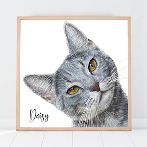 Custom Pet Portrait: Hand-Drawn Pet Memorial Art, Dog & Cat, Framed/Digital