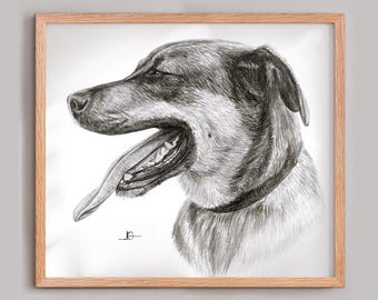 Custom Pet Portrait from Photo – Hand Drawn Pencil Dog & Cat – Personalized Pet Gift