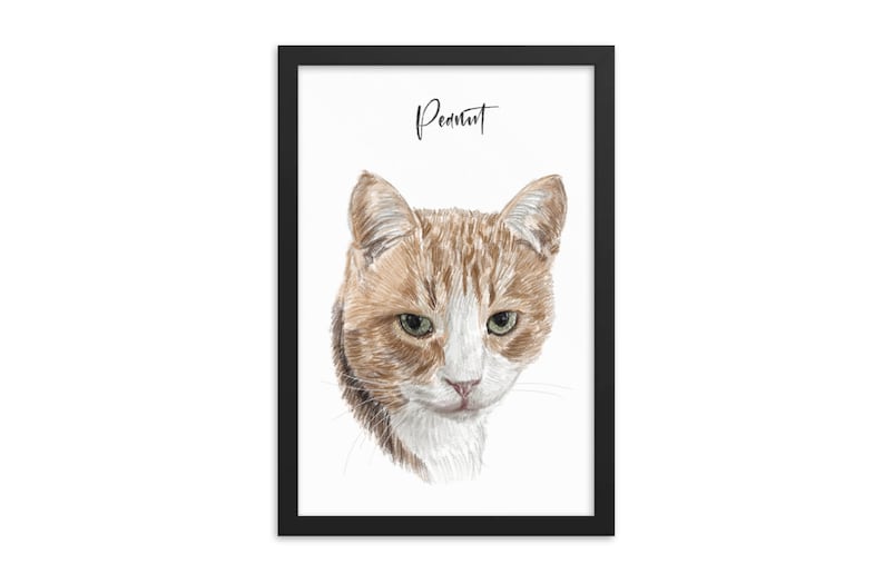 Custom Pet Portrait Drawing from photo Pet Memorial Gift Portrait from photo Mothers Day Gift Black Framed Print