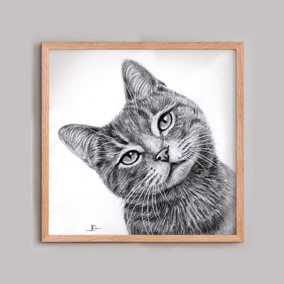 Custom Pet Memorial Portrait, Pencil Drawing from Photo, Dog or Cat Loss Sympathy Gift, Pet Loss Keepsake