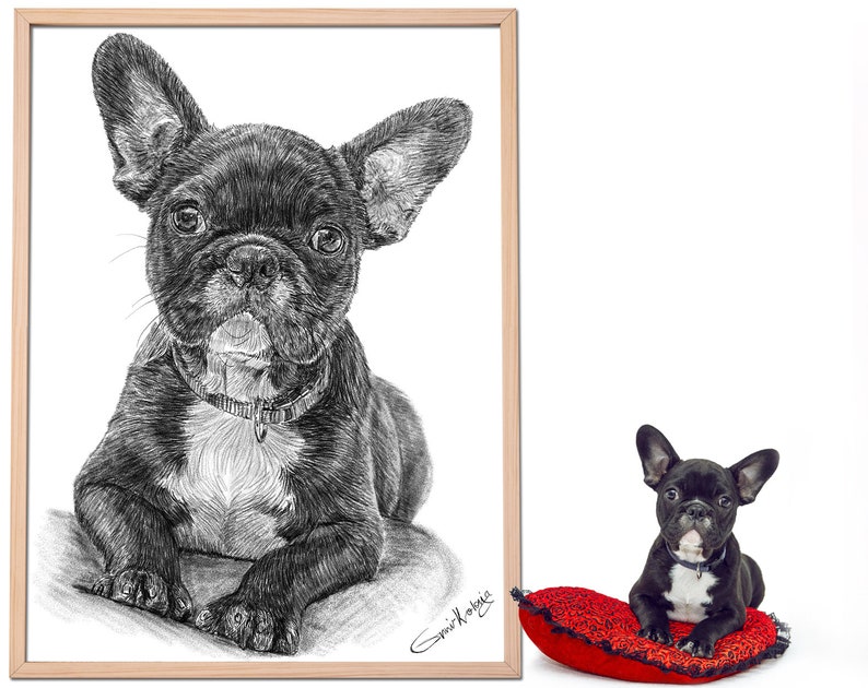 Custom Dog Portrait Digital Download Art Custom Pet Portrait Drawing From Photo Gifts for mom image 4