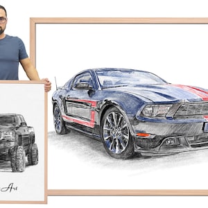 Car drawing art, Gift for him, Dad gift, Car guys gift, Gift for car lover, Personalized gift, Car lover gift, Car lovers gift, Father's Day image 2