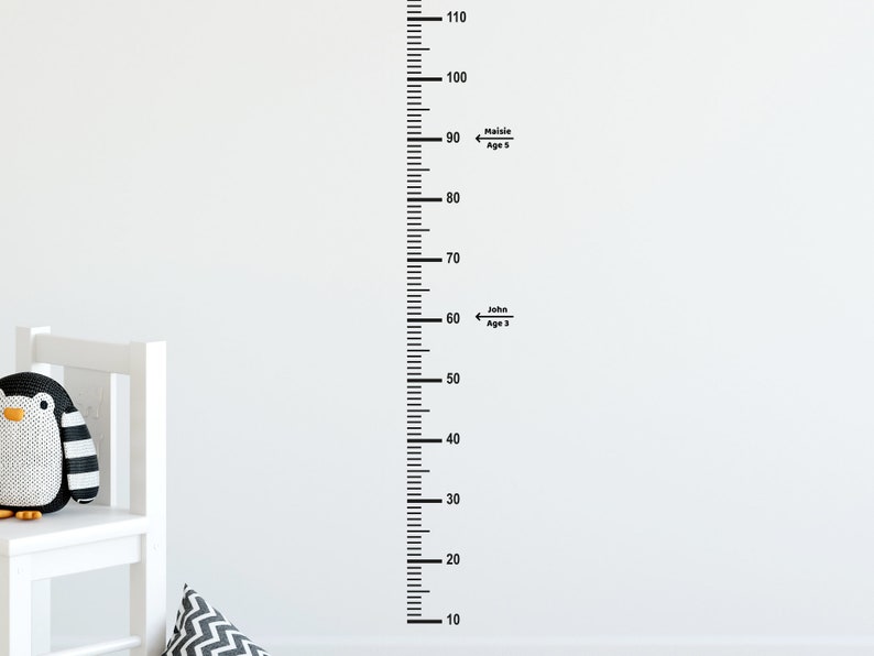 Wall sticker HEIGHT CHART 190cm Matt Black Kids Childrens Measurement Bedroom Nursery Interior Design image 3
