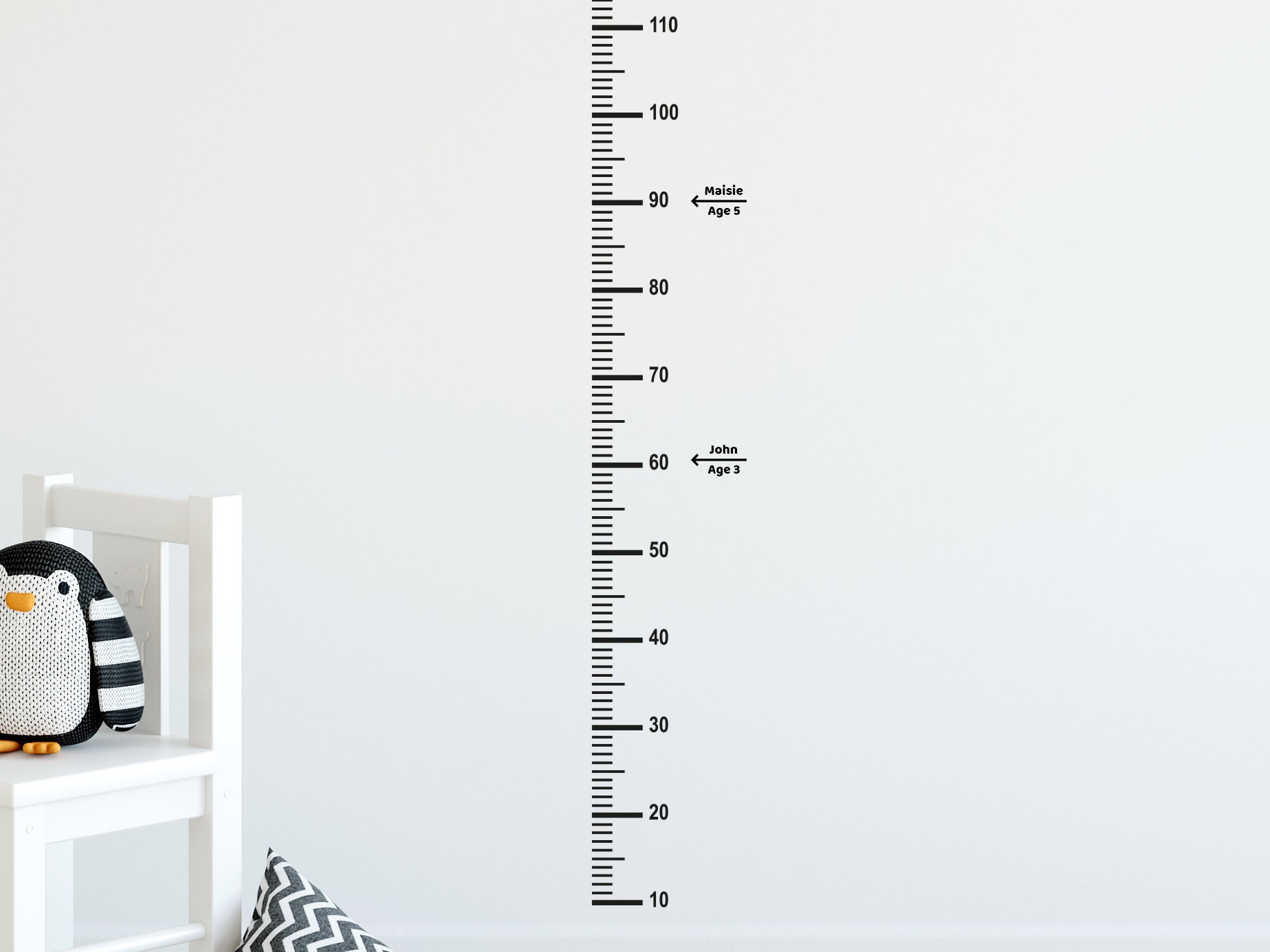 Wall Sticker HEIGHT CHART 190cm Matt Black Kids Childrens Etsy UK