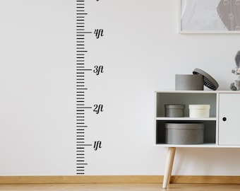 Wall sticker HEIGHT CHART 7ft Feet and Inches Matt Black Kids Childrens Measurement Bedroom Nursery Interior Design