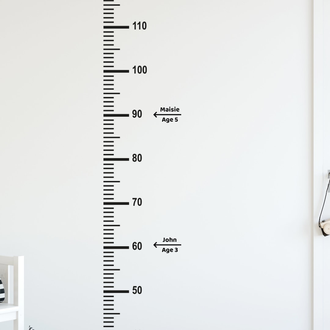 Wall Sticker HEIGHT CHART 190cm Matt Black Kids Childrens Measurement Bedroom Nursery Interior
