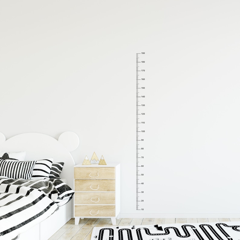 Wall sticker HEIGHT CHART 190cm Matt Black Kids Childrens Measurement Bedroom Nursery Interior Design image 5