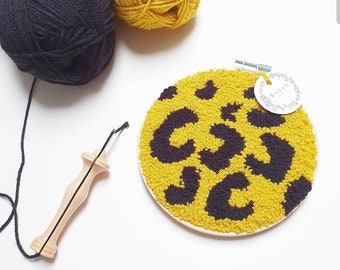 Leopard print punch needle wall hanging