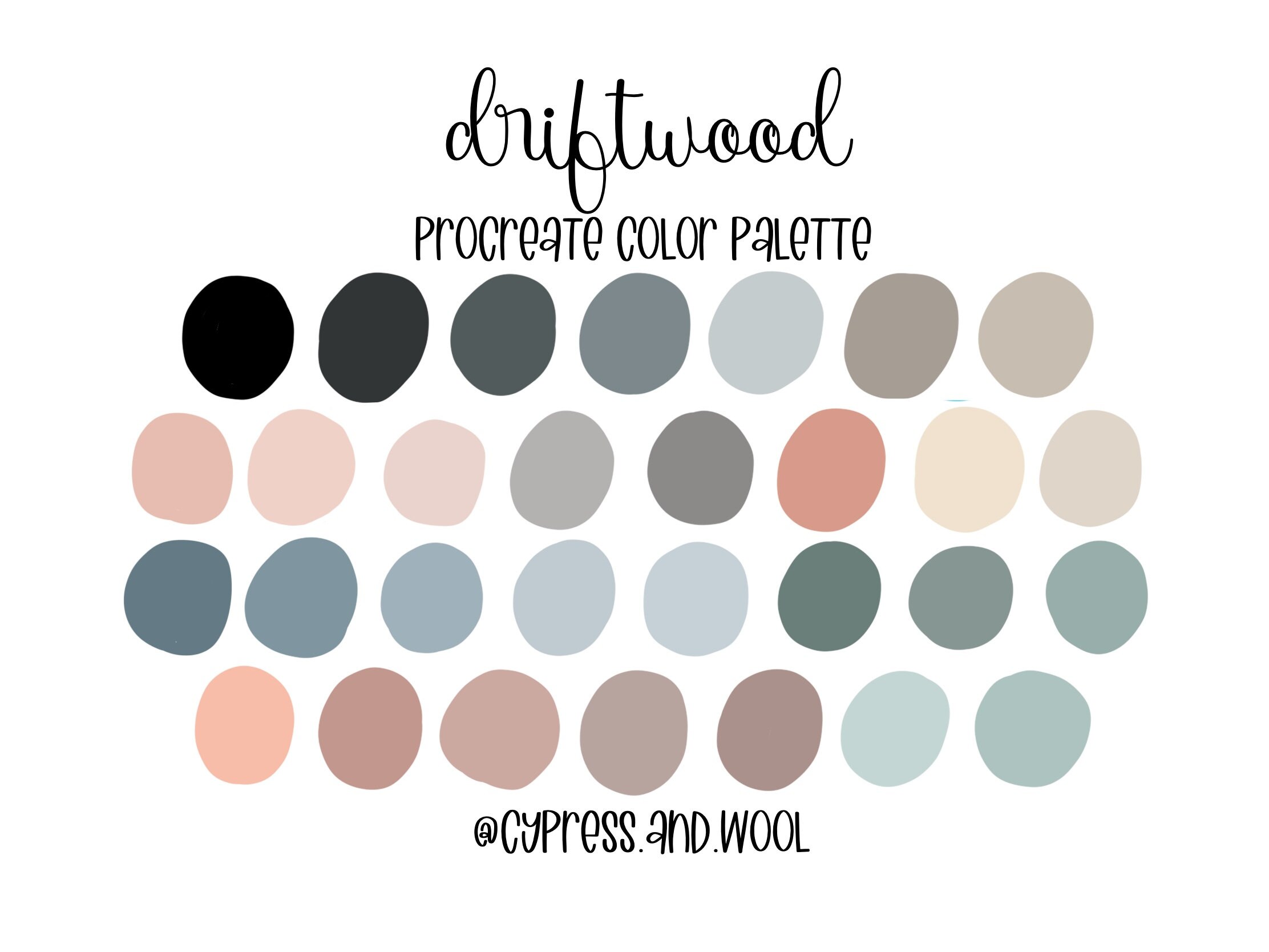 Driftwood Procreate Color Palette Color Swatches Ipad Etsy