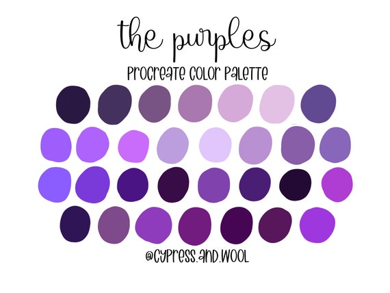 The Purples Procreate Color Palette Color Swatches Ipad - Etsy