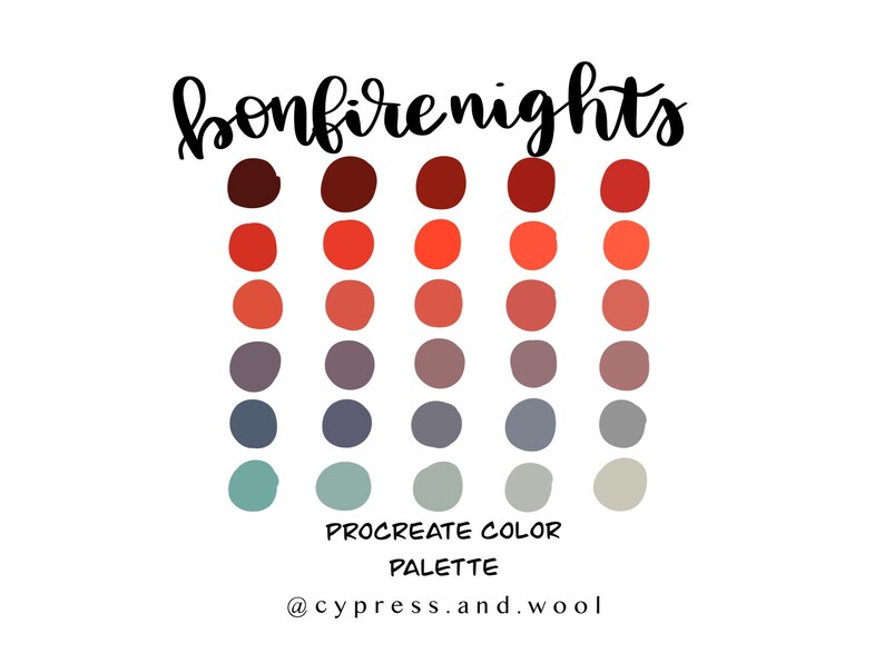 Bonfire Nights color palette procreate palette procreate | Etsy