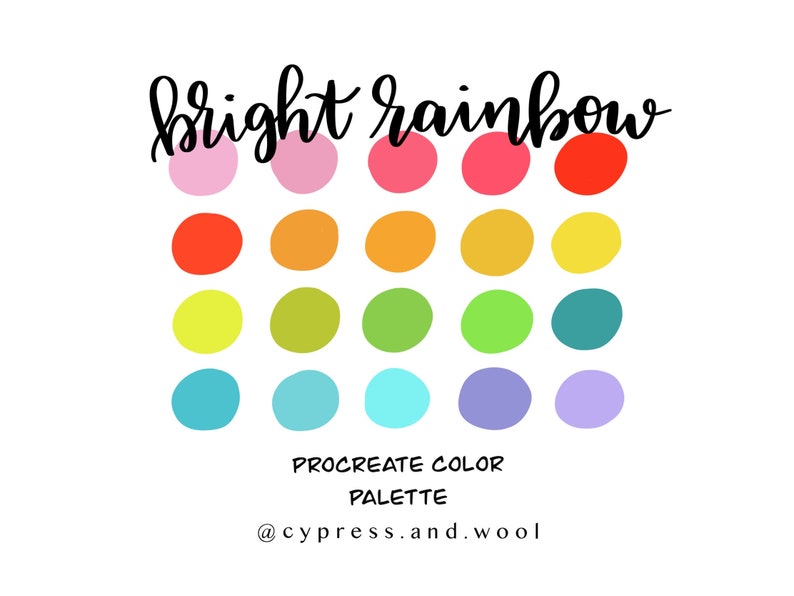 Bright Rainbow color palette procreate palette procreate | Etsy