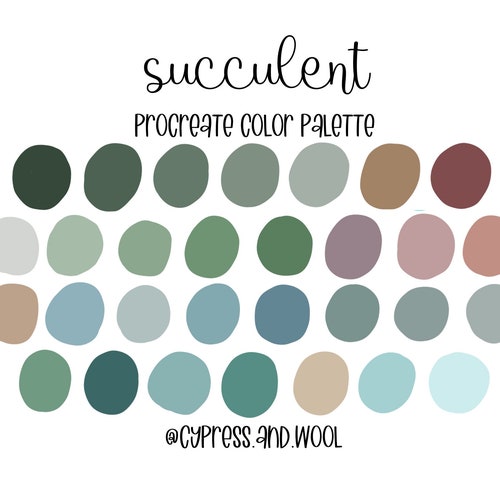 Succulent Colors Procreate Color Palette Color Swatches | Etsy