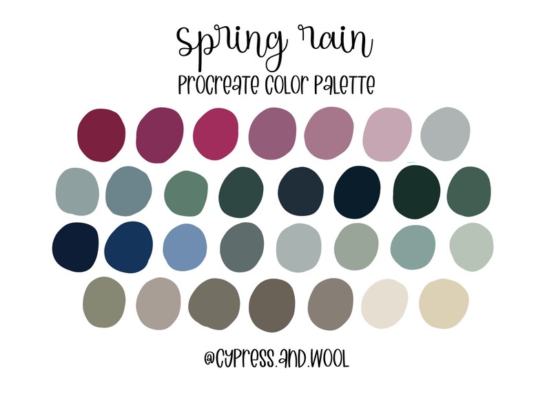 Spring Rain Procreate Color Palette Color Swatches Ipad - Etsy