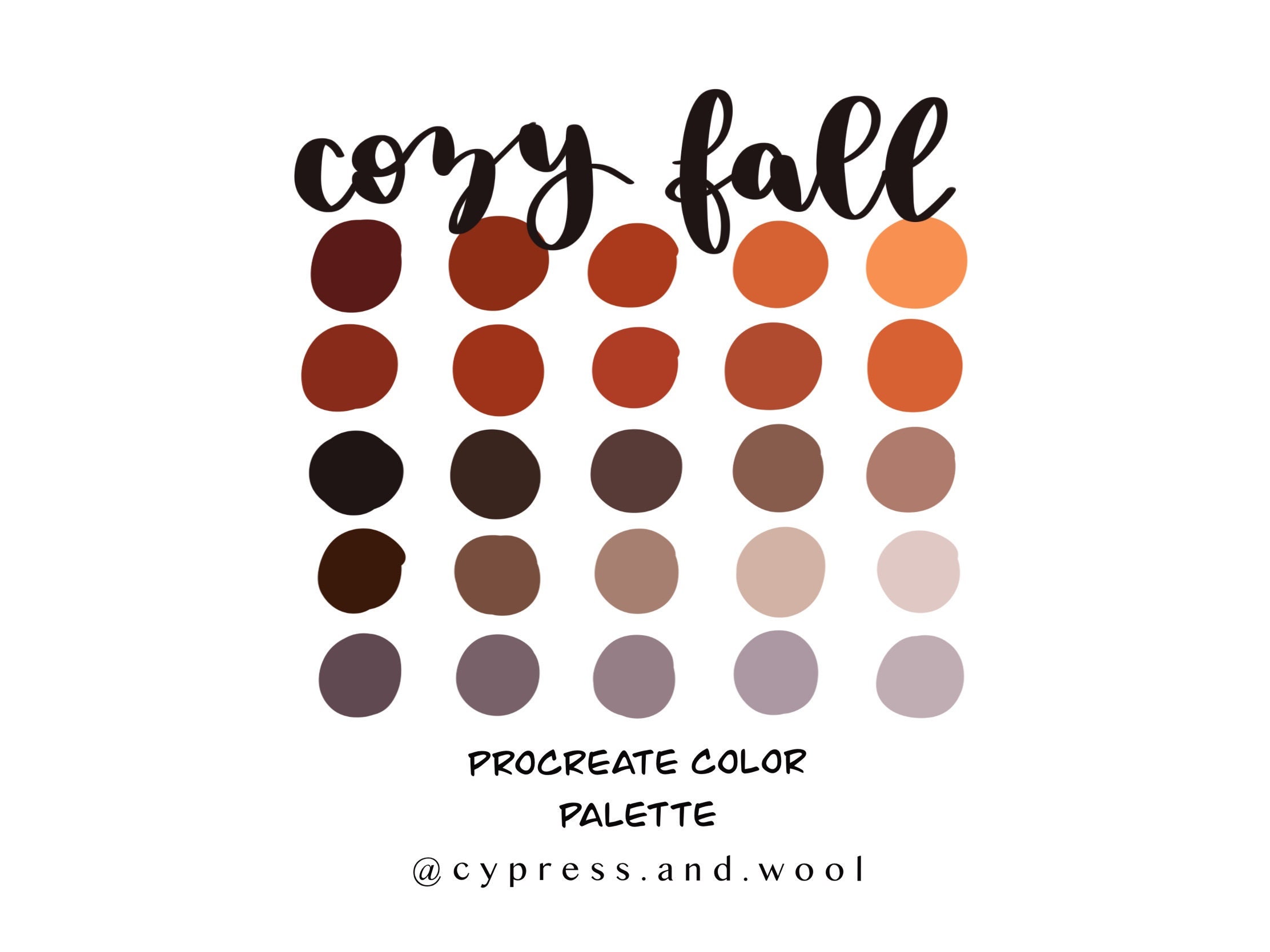 Cozy Fall color palette procreate palette procreate | Etsy