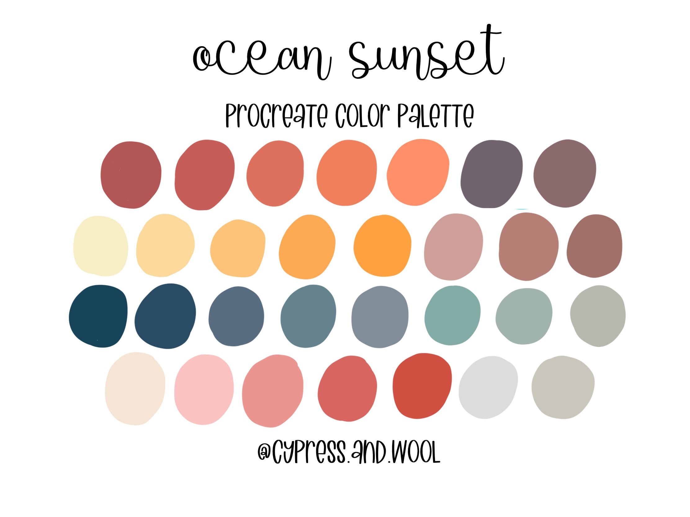 Muted Beach Sunset Procreate Color Palette Beach Color Palette Themed ...