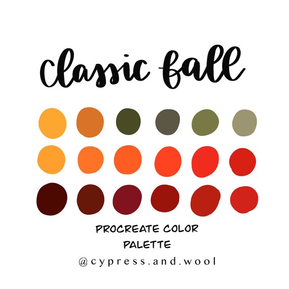 Classic Fall color palette procreate palette procreate | Etsy