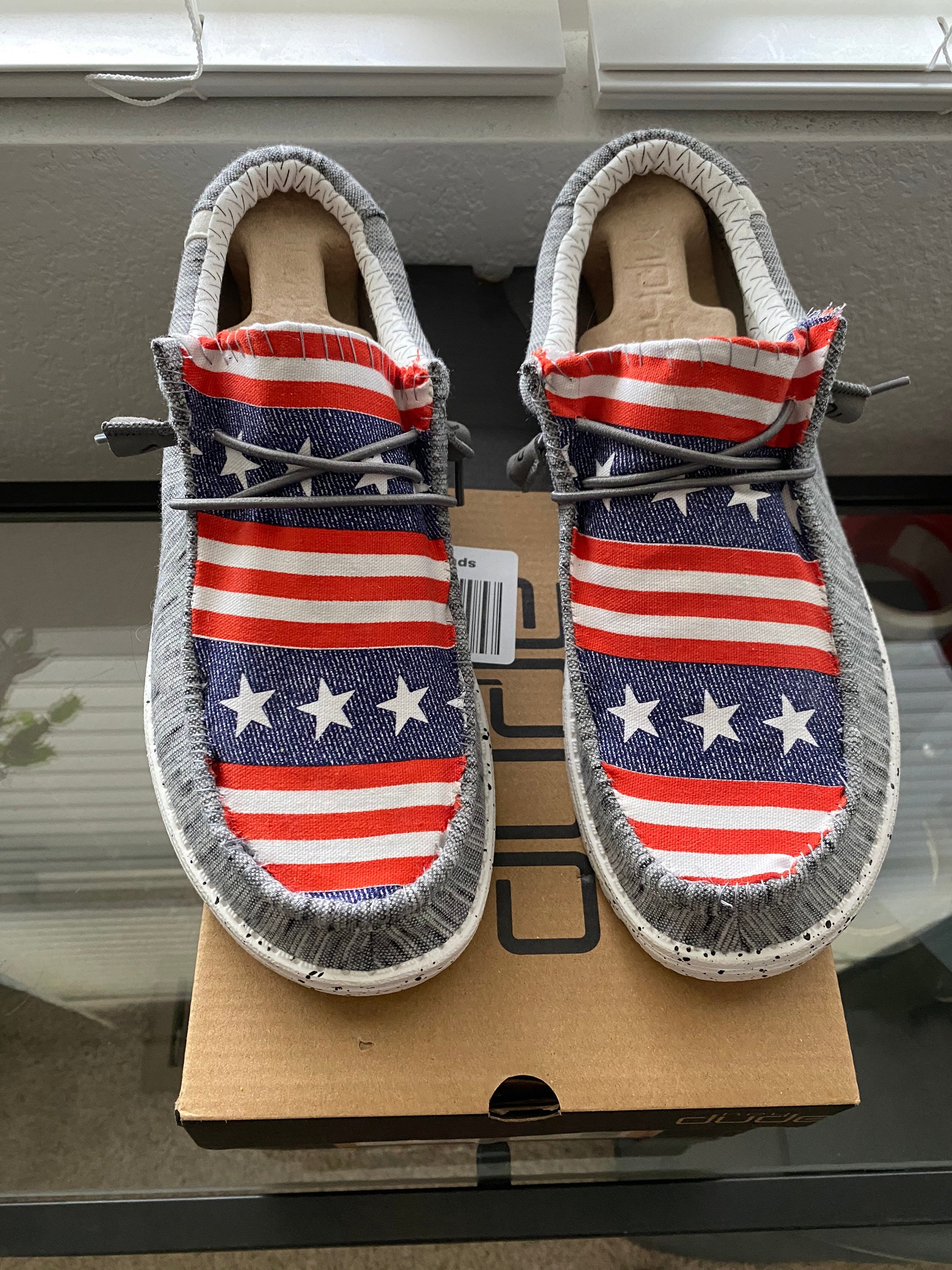 Custom Made Hey Dude Shoes with Stars and Stripes