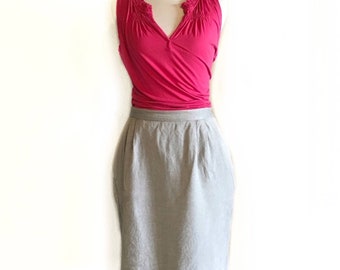 Vintage pencil skirt pleated gray pencil skirt 10